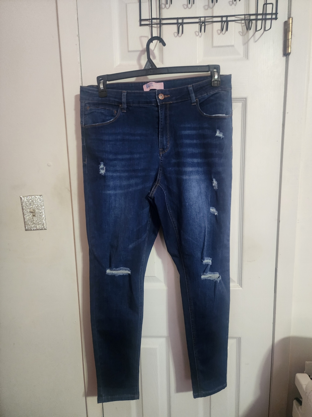Wax Jean Dark Blue Distressed Skinny Jeans